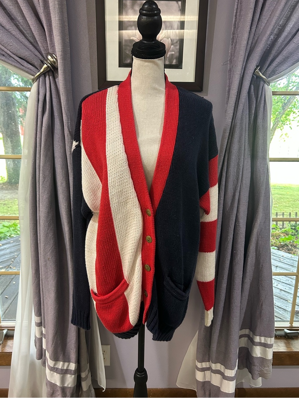 Vintage Jones New York Flag Cardigan